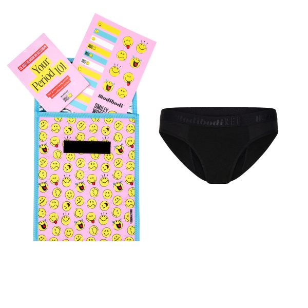 SmileyWorld® | Modibodi Teen Back To School Period Kit with Hipster Bikini Moderate Black