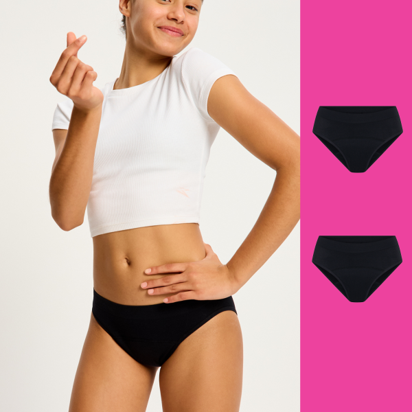 Teen Soft Stretch Seamless Hipster Bikini 2 Pack Moderate Black