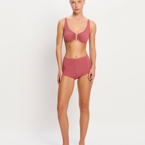 Molokai Swimwear Plunge Tie Back Top Mauve