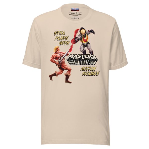 Masters of the Universe "Still Plays with Action Figures" Cream T-Shirt | GamersHolic.shop - Buy Now